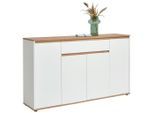 Carryhome Sideboard , Weiß, Eiche Artisan , Holzwerkstoff , 5 Fächer , 1 Schubladen , 160x93x38 cm , stehend , Kleinmöbel, Kommoden, Sideboards