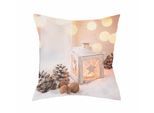 Dekokissen HOME WOHNIDEEN "LATERNE" Gr. 1, beige (natur, bedruckt), B:40cm L:40cm, Polyester, Dekokissen_Sitzkissen_Kissenhüllen, Kissenhülle ohne Füllung, 1 Stück