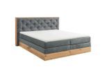Esposa Boxspringbett , Grau, Naturfarben , Kunststoff , H2 , 7,7-Zonen , 180x200 cm , Bettkasten, gepolstertes Kopfteil, Federkernmatratze, Topper durchgehend , Schlafzimmer, Betten, Doppelbetten