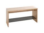 Garderobenbank , Schwarz, Eichefarben , Metall, Holzwerkstoff , 80x40x30 cm , Abstellfläche , Garderobe, Garderobenbänke