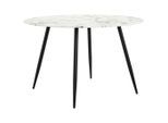 Mid.you Esstisch Marmoroptik, Weiß, Metall, Glas, rund, Rundrohr, 120x76x120 cm, Esszimmer, Tische, Esstische, Glastische