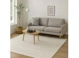 Wollteppich "Wooly Nature", weiß (natur,weiß), B:200cm H:10mm L:200cm, Baumwolle, Wolle, MYFLAIR MÖBEL & ACCESSOIRES, Teppiche, Handwebteppich, reine Wolle, Scandi Design, handgewebt, Wohnzimmer