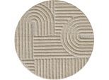Designteppich AYYILDIZ TEPPICHE "ART 1121 Boho Design", beige, H:20mm Ø:80cm, Polypropylen, Teppiche, auch in eckig, 3D Optik, Boho, skandinavisch, weich, Wohnzimmer