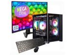 GAMEMAX PC-Komplettsystem "MegaDeal Infinity Mini BK 2616 Ryzen 5 5500 RTX 5050 32GB DDR4 1TB SSD", Energieeffizienz: E (A-G), schwarz, Microsoft Windows 11 Home (64 Bit), 32 GB RAM 1.000 GB SSD, Computer_Komplettsysteme, Windows 11 + MSI MAG 32C6 Curved Monitor, 80cm (32")