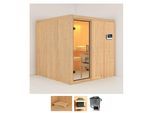 Sauna KARIBU "Rodin", beige (naturbelassen), Saunaofen, externe Steuerung, 9 kW, Saunen, Ofen 9 KW externe Strg easy