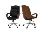 Bürostuhl MCW-O83, Drehstuhl Chefsessel , Kunstleder (280g/m²) Bugholz MVG-zertifiziert Walnuss-Optik ~ schwarz