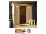 Sauna KARIBU "Vada", beige (naturbelassen), Saunaofen, integrierte Steuerung, 9 kW, Saunen, Ofen 9 kW integr. Strg