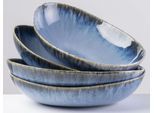 Suppenschale GIPFELSTÜCK "Wilde Schlucht", blau, Ø:26,5cm, Steinzeug, Schüsseln, Dessertschale Suppenschüssel Porzellanschale, Scandi-Style, glänzende Reaktivglasur, jedes Stück ein Unikat