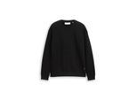 TOM TAILOR DENIM Herren Sweatshirt mit Logo-Badge, schwarz, Uni, Gr. M