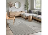Teppich MERINOS "Elio", grau, B:140cm H:16mm L:200cm, Polypropylen, Teppiche, Teppich, moderner Kurzflor Teppich mit Hoch-Tief-Effekt, 3D Effekt
