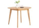 Carryhome Esstisch , Eichefarben , Holz , Wildeiche , massiv , rund , konisch , 100x76x100 cm , Esszimmer, Esstische, Holztische, Massivholztische