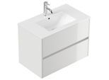 Badmöbel Limes & Waschtisch 80cm 2 Greifraum SoftClose Auszüge weiß Hgl