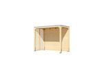 Karibu Promajna small Pavillon halb mit Rückwand und 2 Lamellenwänden