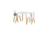Chipolino Kinder Tischset Tiermotiv Tisch 2 Stühle, Holz, Sitzgruppe, ab 2 Jahre weiß grau