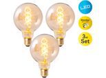 NÄVE LED-Leuchtmittel "Dilly", Energieeffizienz: G (A-G), gelb (amber), L:13,8cm Ø:9,5cm, Leuchtmittel, Retro Ø 9,5cm Filament, 3er Set, 4W LED, dimmbar, 1800 Kelvin