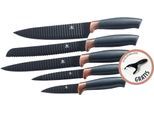 Messer-Set KING "Carbon Design", schwarz (schwarz, kupferfarben), Edelstahl, Kochmesser-Sets, (5 Messer), incl. Sparschäler, Wellenschliff