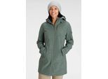 Softshellmantel POLARINO, Damen, Gr. 40, grün (dunkelgrün), Softshell, Obermaterial: 94% Polyester, 6% Elasthan. Futter: 100% Polyester. Kapuzenfutter: 100% Polyester, angesetztes Bündchen mit Klettverschluss,verstellbar, Mäntel, Wasser,- und windabweisend sowie atmungsaktiv