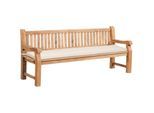 CLP Gartenbank wetterfest Jackson mit Sitzkissen Teakholz Bank mit Rückenlehne 2 bis 3 Sitzer robust und pflegeleicht Holzbank für Terrasse