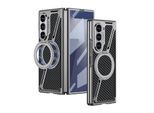 Für Samsung Galaxy Z Fold7 Electroplating MagSafe Leder Hülle Carbon