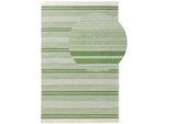 benuta Nest Outdoor-Teppich Siena handgewebt 160/230 cm , Grün , Kunststoff , Gestreift , Rechteckig , 160x230 cm , Global Recycled Standard (Grs) , für Fußbodenheizung geeignet, in verschiedenen Größen erhältlich, pflegeleicht , Teppiche und Böden, Teppiche, Outdoorteppiche