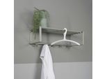 Garderobenleiste SPINDER DESIGN "REX", grün, B:70cm H:19cm T:29cm, Stahl, Garderobenhalter, Wandgarderobe aus Stahl mit Hutablage und 5 bzw. 7 Haken