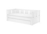 Carryhome Ausziehbett , Weiß , Holz , Kiefer , massiv , 90-180x200 cm , Schlafzimmer, Betten, Ausziehbetten