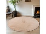 Teppich AYYILDIZ TEPPICHE "JOY 1400", beige, H:11mm Ø:160cm, Polyester, Teppiche, Teppich, uni Kurzflor, Wohnzimmer, viele Größen