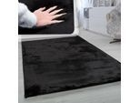 Fellteppich PACO HOME "Rabbit 780", schwarz, B:120cm H:26mm L:160cm, Polyester, Teppiche, Fellteppich, Kunstfell, Kaninchenfell-Haptik, ein echter Kuschelteppich, Uni-Farben