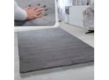 Fellteppich PACO HOME "Rabbit 780", grau (anthrazit), B:200cm H:26mm L:290cm, Polyester, Teppiche, Fellteppich, Kunstfell, Kaninchenfell-Haptik, ein echter Kuschelteppich, Uni-Farben