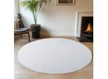 Teppich AYYILDIZ TEPPICHE "JOY 1400", weiß, H:11mm Ø:80cm, Polyester, Teppiche, Teppich, uni Kurzflor, Wohnzimmer, viele Größen