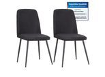 Albatros BONO Stoffstuhl Schwarz– 2er-Set Esszimmerstühle im modernen Retro-Design, gepolstert & ergonomisch, DEKRA-geprüft, pflegeleichter Stoffbezug