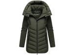 MARIKOO Damen Winter Steppjacke gesteppt Winterjacke Softshell Material, abnehmbarer Kapuze, gefüttert Tivaa
