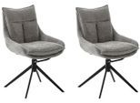 Esszimmerstuhl MCA FURNITURE "PARKER", grau (anthrazit, schwarz), B:57cm H:85cm T:65cm, Polyester, Stühle, Esszimmerstuhl, (2er-Set), drehbar 360, Dreh- & Schwingfunktion, Belastbarkeit 120 kg