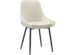 Esszimmerstuhl INOSIGN "Niam, Polsterstuhl", beige (cremefarben), B:49cm H:86cm T:57cm, Stühle, Esszimmerstuhl, 2er Set, schwarze Metallbeine, pflegeleichter Samtvelours Bezug