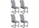 Esszimmerstuhl HELA "Tabea Freischwinger BESTSELLER verschiedene Stoffqualitäten", grau (vintage grau, schwarz), B:43cm H:99cm T:61cm, 100% Polyester, Stühle, Esszimmerstuhl, 2 oder 4 Stück, Schwingstuhl, Microfaser Vintage oder Kunstleder