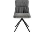 Esszimmerstuhl BYLIVING "California", grau (anthrazit, schwarz), B:50cm H:89cm T:56cm, Metall, Stühle, Esszimmerstuhl, 2er-Set, mit Taschenfederkern, 180 Grad drehbar mit Rückholfunktion