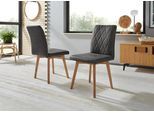 Esszimmerstuhl HOME AFFAIRE "Brest", grau (anthrazit, eiche natur geölt), B:47cm H:88cm T:66cm, Polyester, Stühle, Esszimmerstuhl, Gestell aus Eiche Massivholz geölt