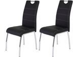 Stuhl HELA "Susi", schwarz (schwarz, silberfarben), B:44cm H:98cm T:61cm, 97% Polyurethan 3% Baumwolle, Stühle, Stuhl, 2 oder 4 Stück, mit Griff