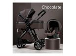 TPFLiving Kombi-Kinderwagen 3in1 Set - Modell 1 Stoff - Schokolade