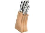 Justinus Messerblock , Edelstahlfarben , Holz, Metall , 6-teilig , 21x8.2x30 cm , Küchenmesser, Messerblöcke