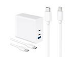 Wtk 140W 2 ports USB C + 1 Port USB A. USB C to Lightning Cable Kabel