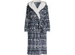 Fleece-Kapuzenmorgenmantel, Damen, Blau, Polyester, by Lands' End