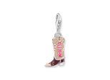 Charm-Einhänger THOMAS SABO "Cowboy-Stiefel-Motiv", silber (silberfarben, beige, pink, weinrot, orange, orange), Charms, Damen, Silber 925 (recycelt), mit Zirkonia (synth.)