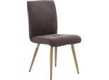 4-Fußstuhl K+W KOMFORT & WOHNEN "6411", braun (braun 75, asteiche natur), B:48cm H:90cm T:62cm, Stühle, mit Sitzsteppung, Edelstahlgriff am Rücken, Massivholzbeine