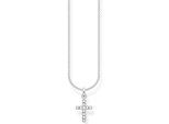 Kette mit Anhänger THOMAS SABO "Kreuz pavé" Gr. 45, silber (silberfarben, weiß), Halsketten, Damen, 45, Silber 925 (recycelt), mit Zirkonia (synth.)