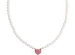Kette mit Anhänger AMOR "Herz, Trachtenschmuck, Volksfest", pink (gelbgoldfarben, pink, weiß), Halsketten, Damen, Perlen Silber 925 (Sterlingsilber), L: 45, Perlen, Silber 925 (Sterlingsilber), mit Kristallglas - mit Muschelkernperle