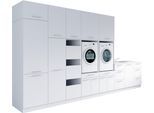 Mehrzweckschrank-Set LAUNDREEZY "Laundreezy, 12-tlg. Mehrzweckschrank-Set B/H/T 445/238/68 cm", weiß matt, B:445cm H:238cm T:68cm, Holzwerkstoff, Kastenmöbel-Sets, Breite 445 cm, Soft-Close-Funktion, höhenverstellbare Füße