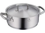 Bratentopf WMF "Gourmet Plus", edelstahl, B:26cm H:15,7cm L:34,4cm Ø:24cm, Töpfe, Bratentopf, wärmeduzierende Hohlgriffe, Innenskalierung, breiter Schüttrand