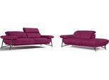 Sofa EGOITALIANO "Anais, Design mit hohem Sitzkomfort, Fußfarbe schattengrau", pink (fuchsia), Sofas, Luxus-Microfaser, Ottomane Armlehne links, Set, Kopfteil verstellbar, Luxus-Microfaser, fuchsia