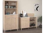 Schrank-Set PARISOT "Gala 2", braun (153, jackson eiche nachbildung, 151, beton optik hell), B:84cm H:182cm T:41cm, Holzwerkstoff, Kastenmöbel-Sets, dekorative Claustra an den Seiten der oberen Fächer